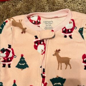 Carter's Festive Pink Santa and Reindeer Pajama Set
